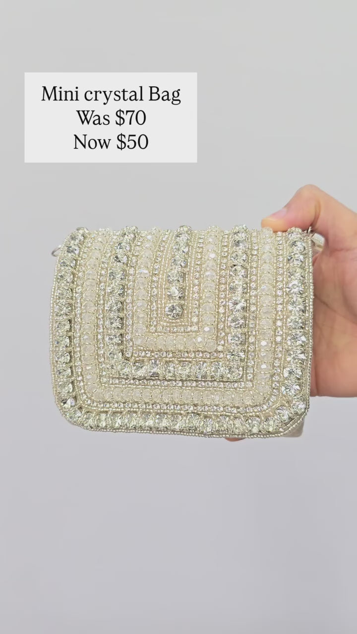 Mini Silver crystal flap bag