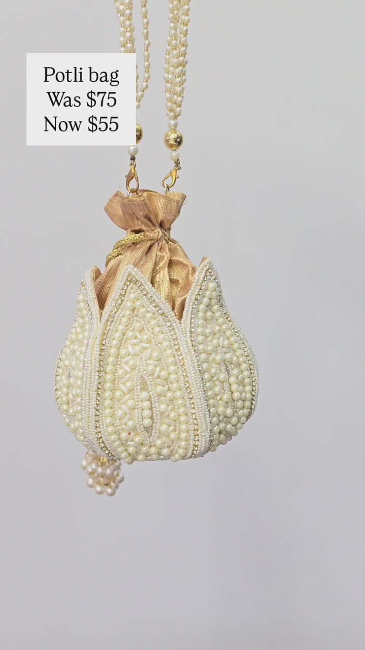 Pearl embroidered potli bag