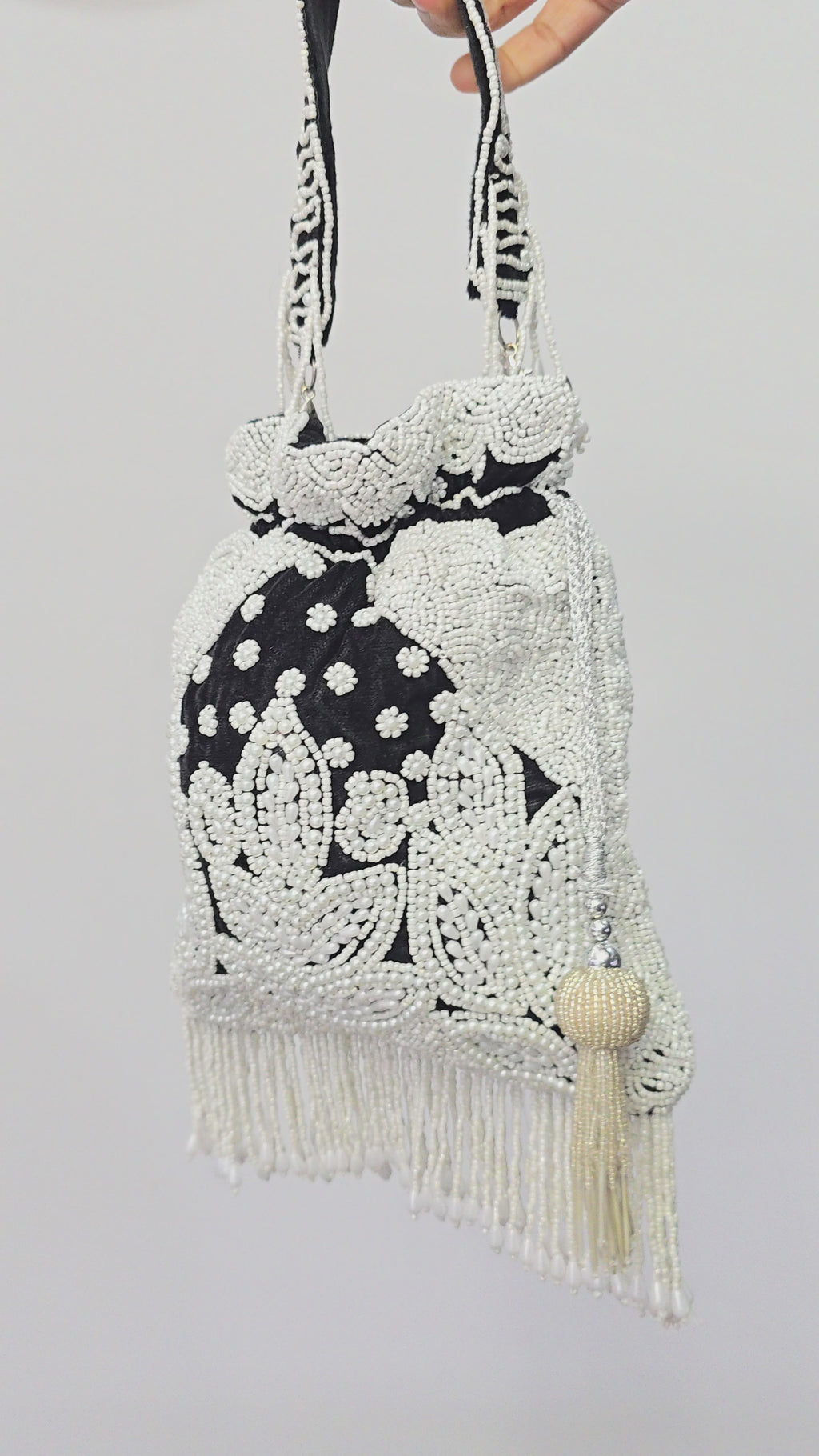 Black pearl hand work potli bag