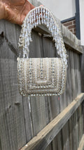 Mini Silver crystal flap bag