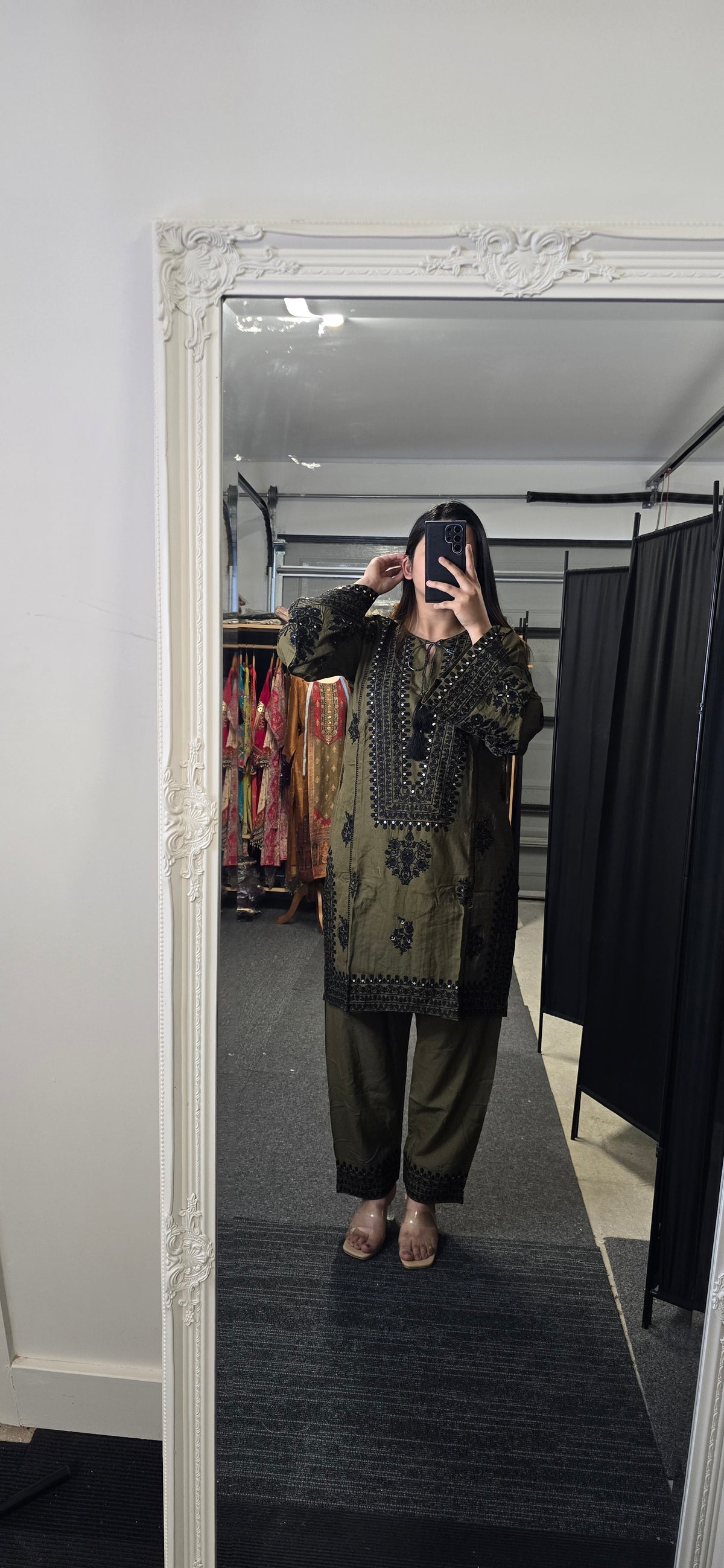 Hania Olive green Pakistani style Co-ord