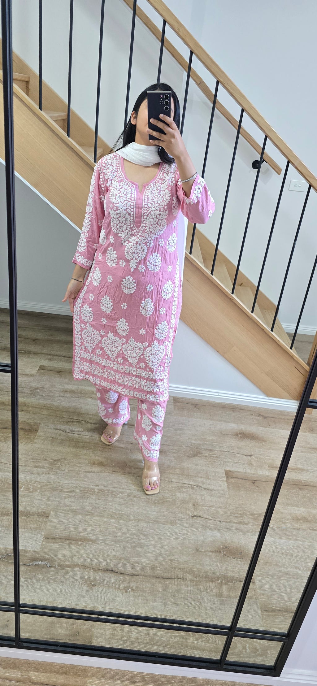 Modal Chikankari kurti plazzo set (2Colours)