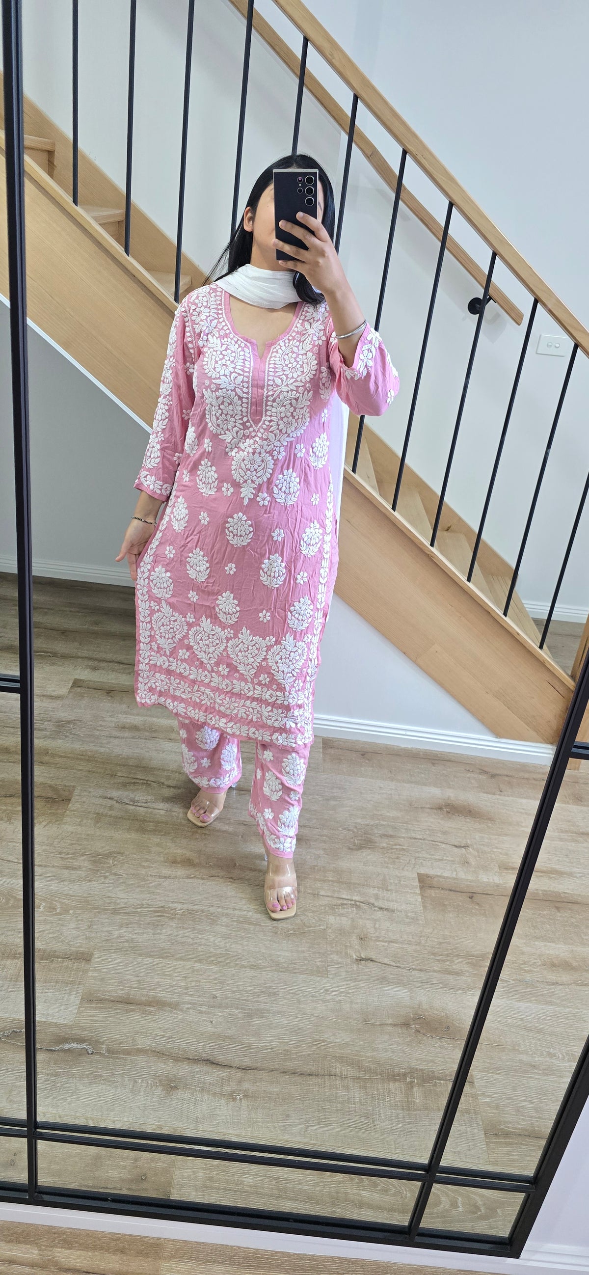 Modal Chikankari kurti plazzo set (2Colours)