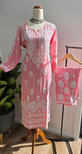 Modal Chikankari kurti plazzo set (2Colours)