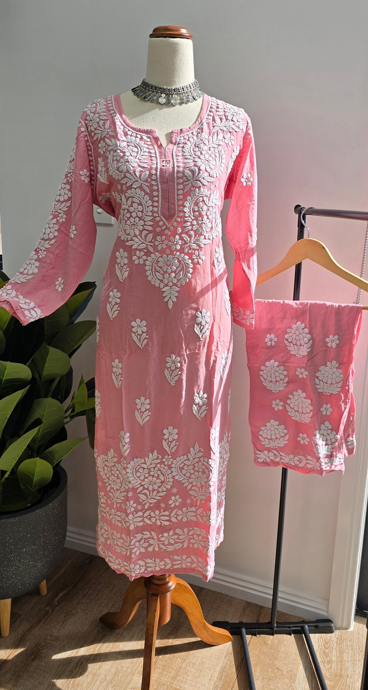 Modal Chikankari kurti plazzo set (2Colours)