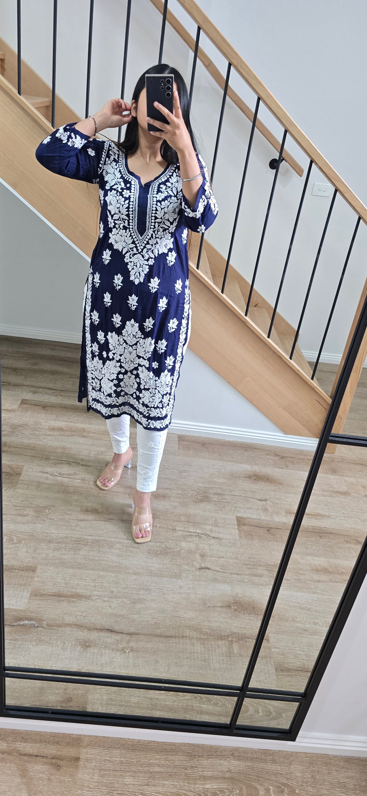 Modal 3D work Chikankari Kurtis