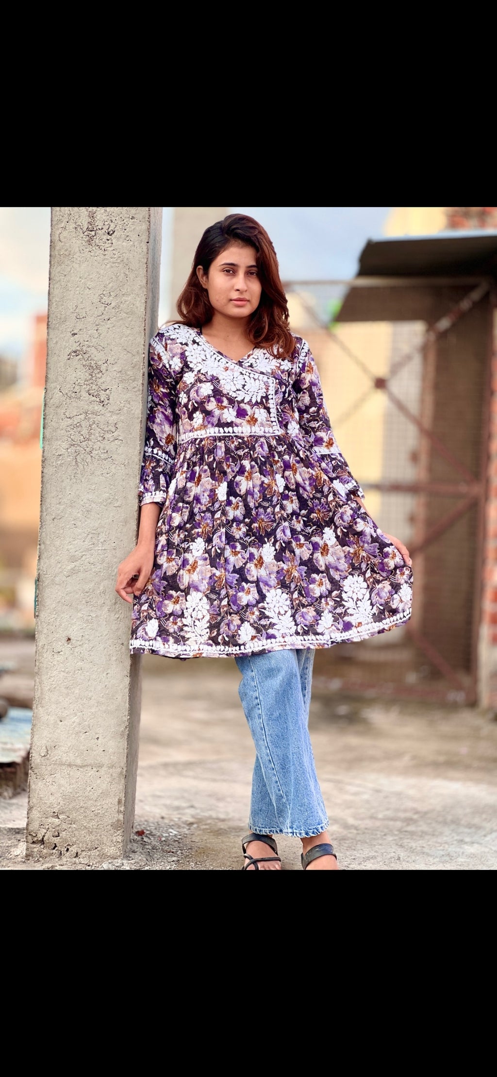 Angrakha style chikankari Kurtis Short