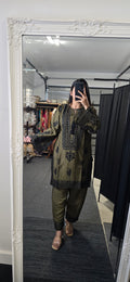 Hania Olive green Pakistani style Co-ord