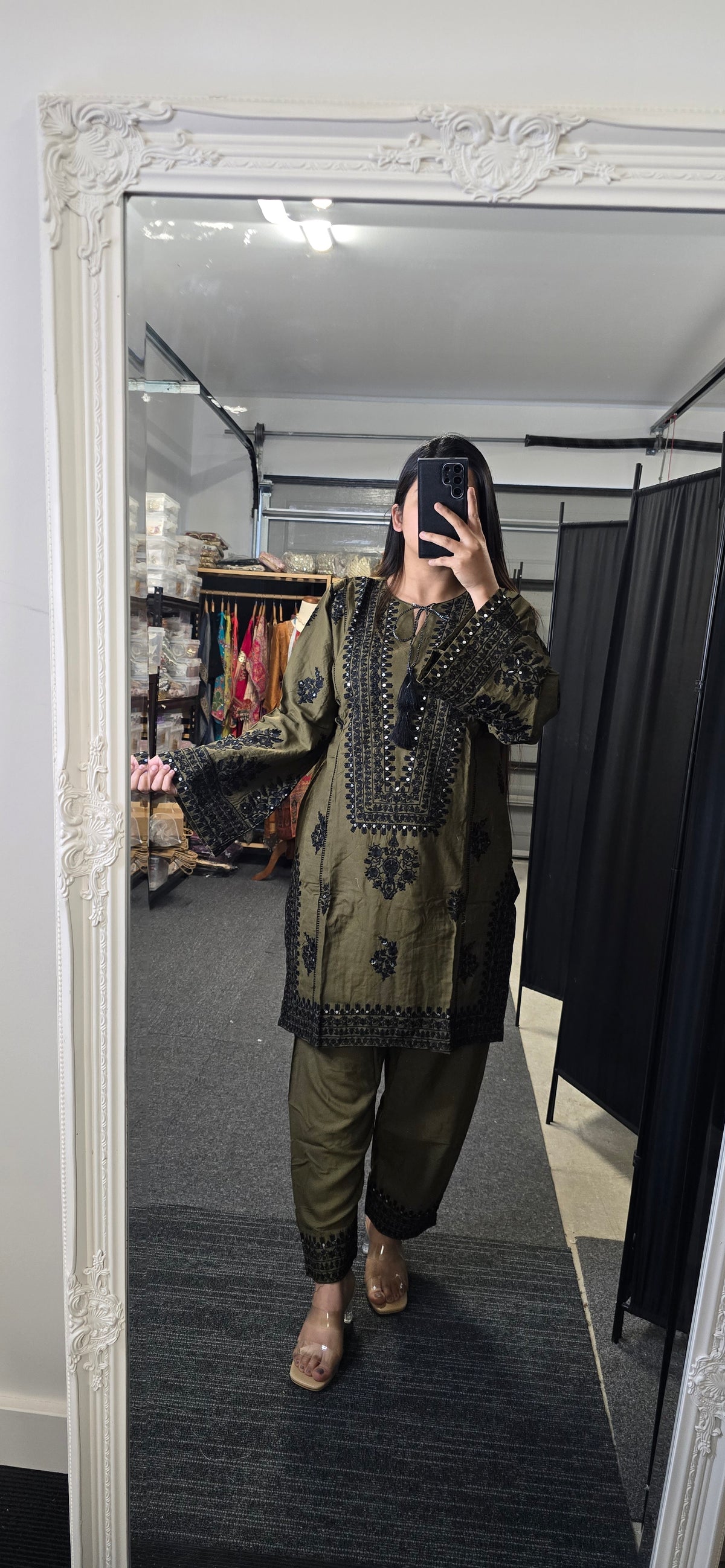 Hania Olive green Pakistani style Co-ord