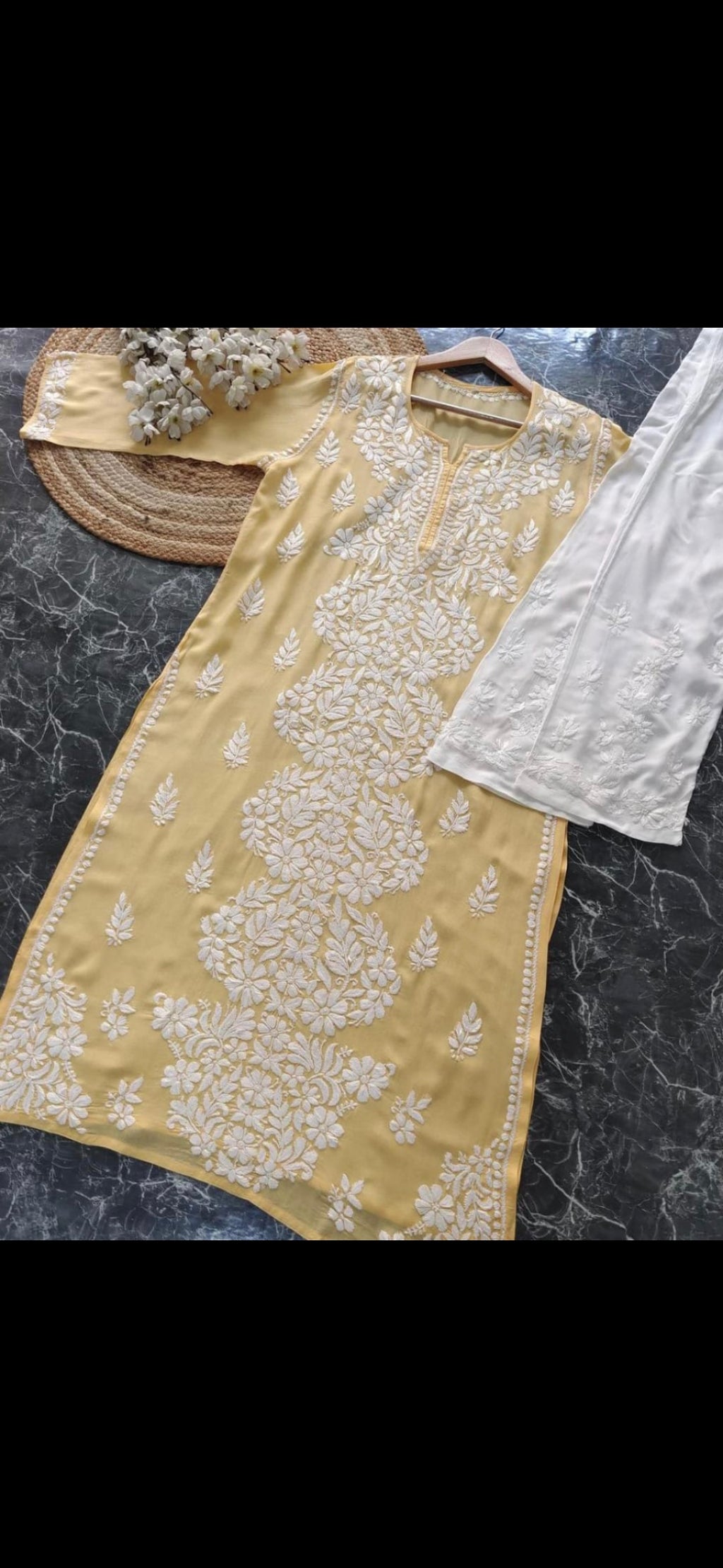 Rayon Chikankari Kurti Plazzo set