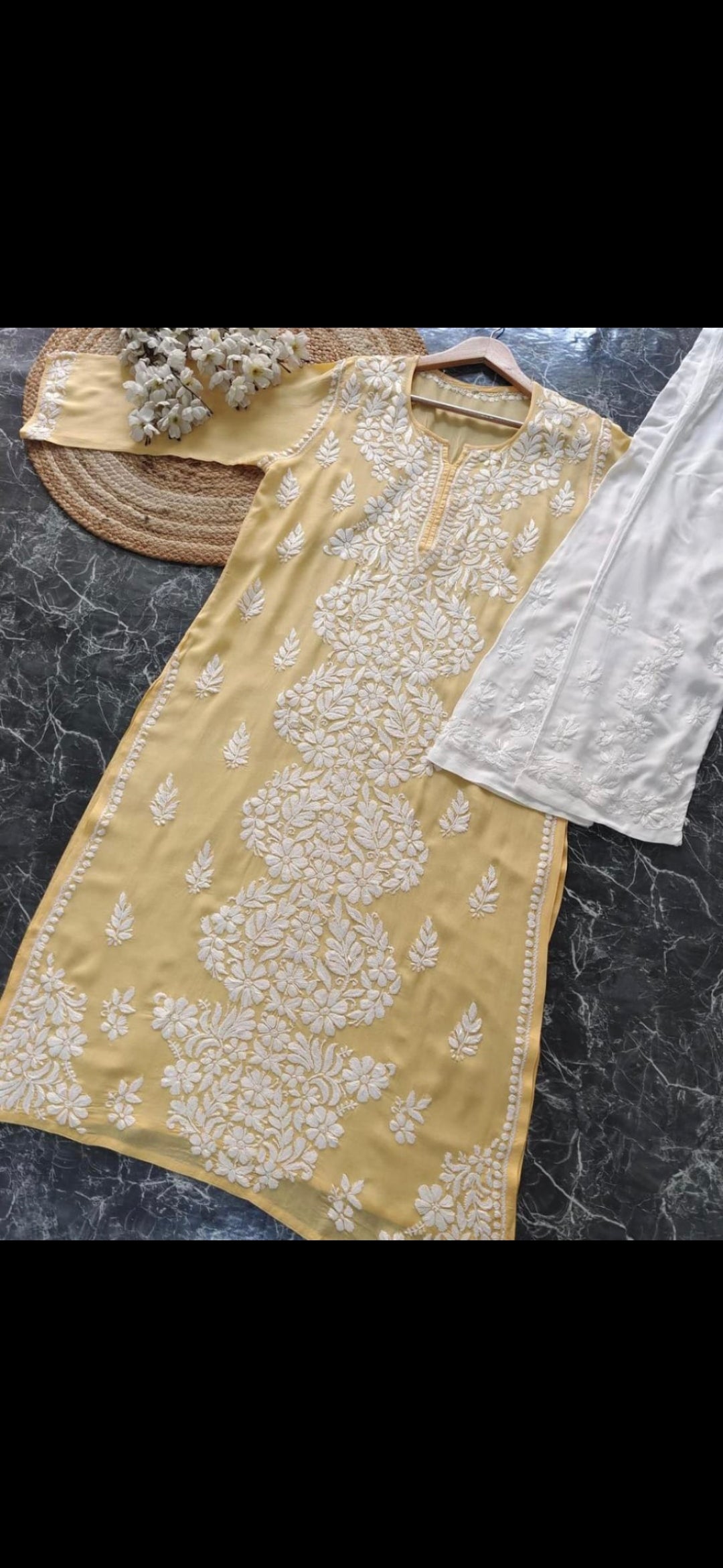 Rayon Chikankari Kurti Plazzo set