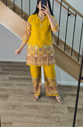 Rayon Printed Co-ord set Mustard