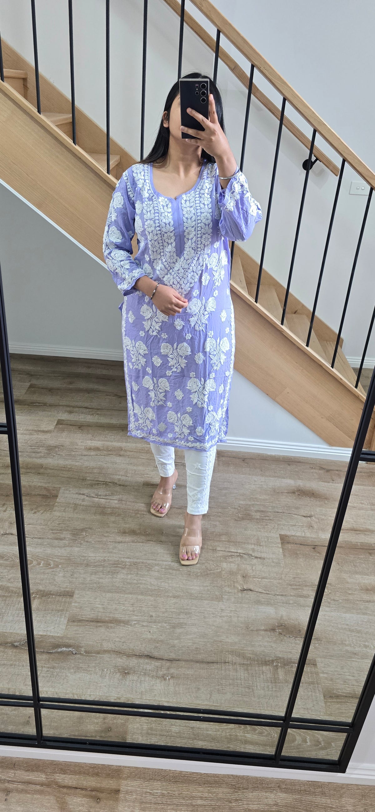 Modal 3D work Chikankari Kurtis