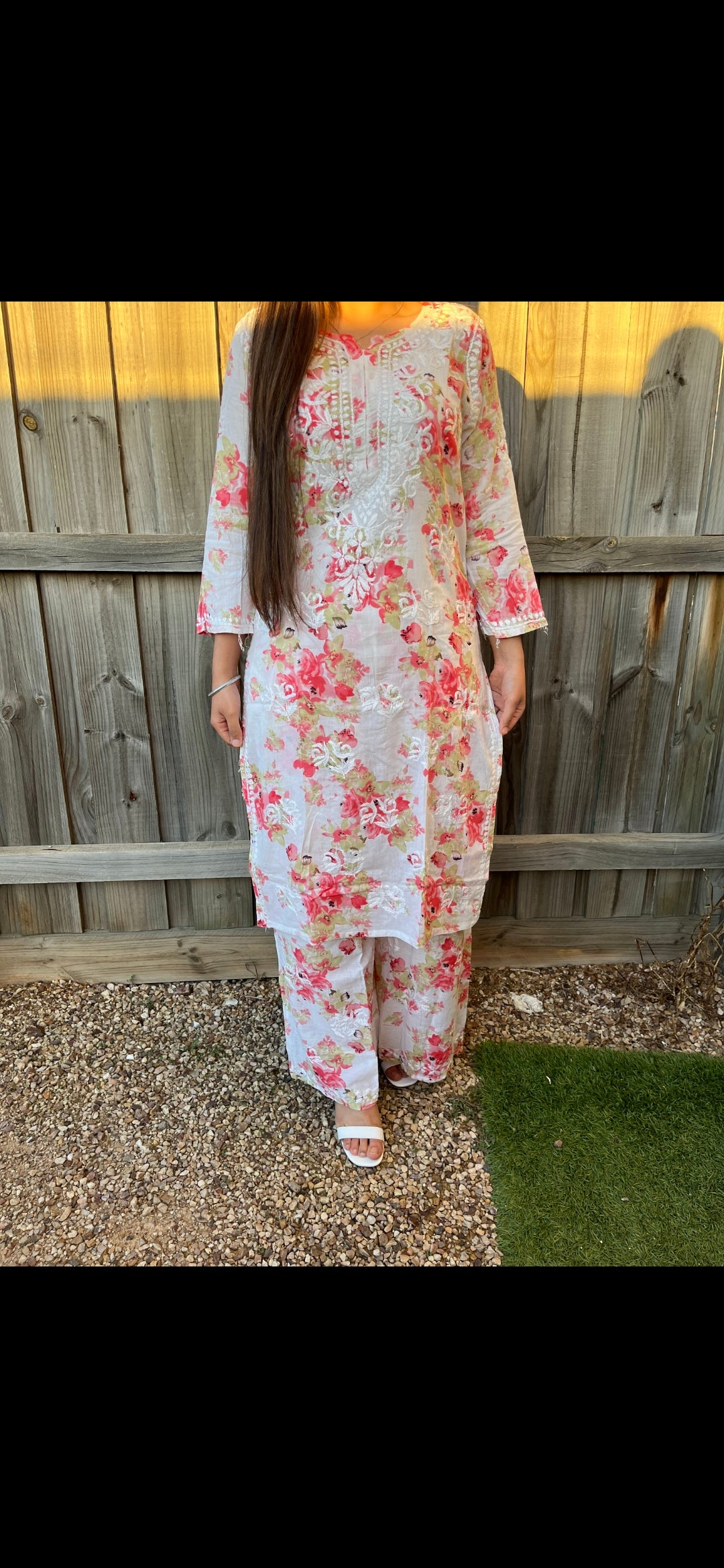 Cotton Chikankari Kurti Plazzo set (2 Colours available)