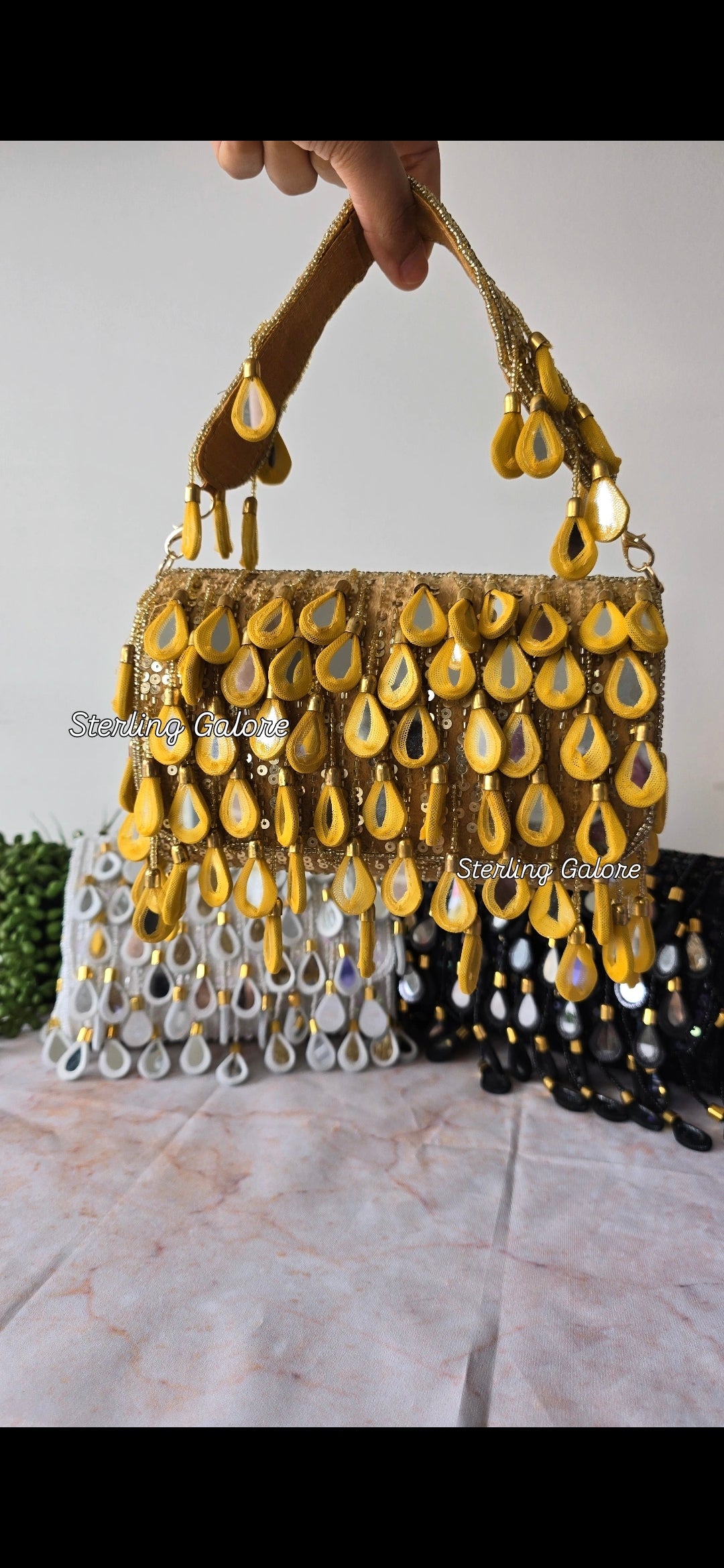 Gold mirror flap bag