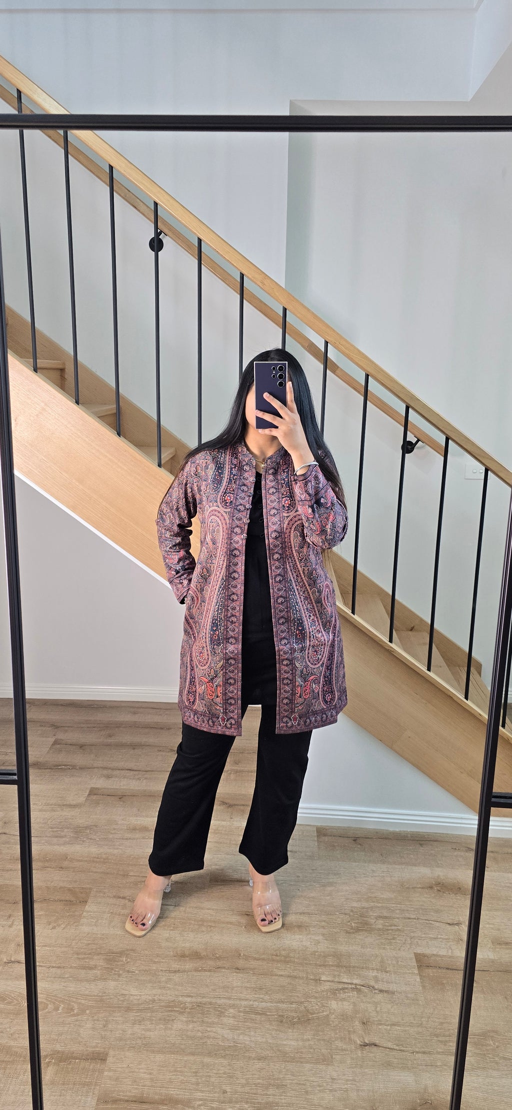 Kashmiri Jacket set  - Black