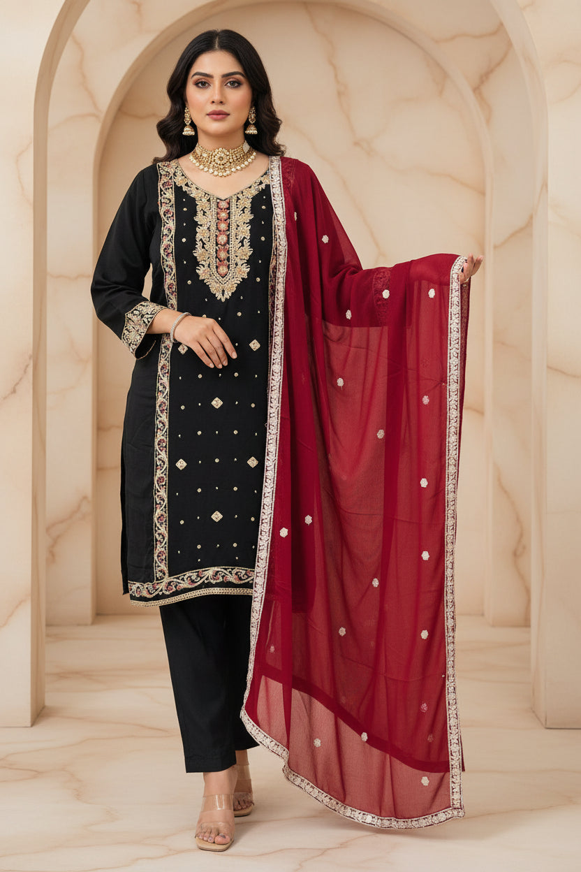 Aghanoor ( Chinon Fabric party wear suit)