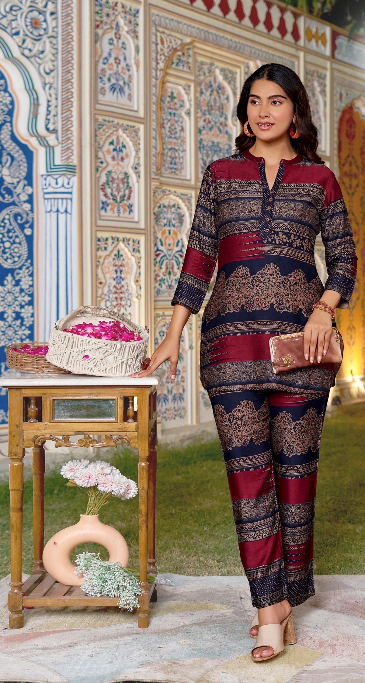 Gajji Silk Co-ord (Navy)