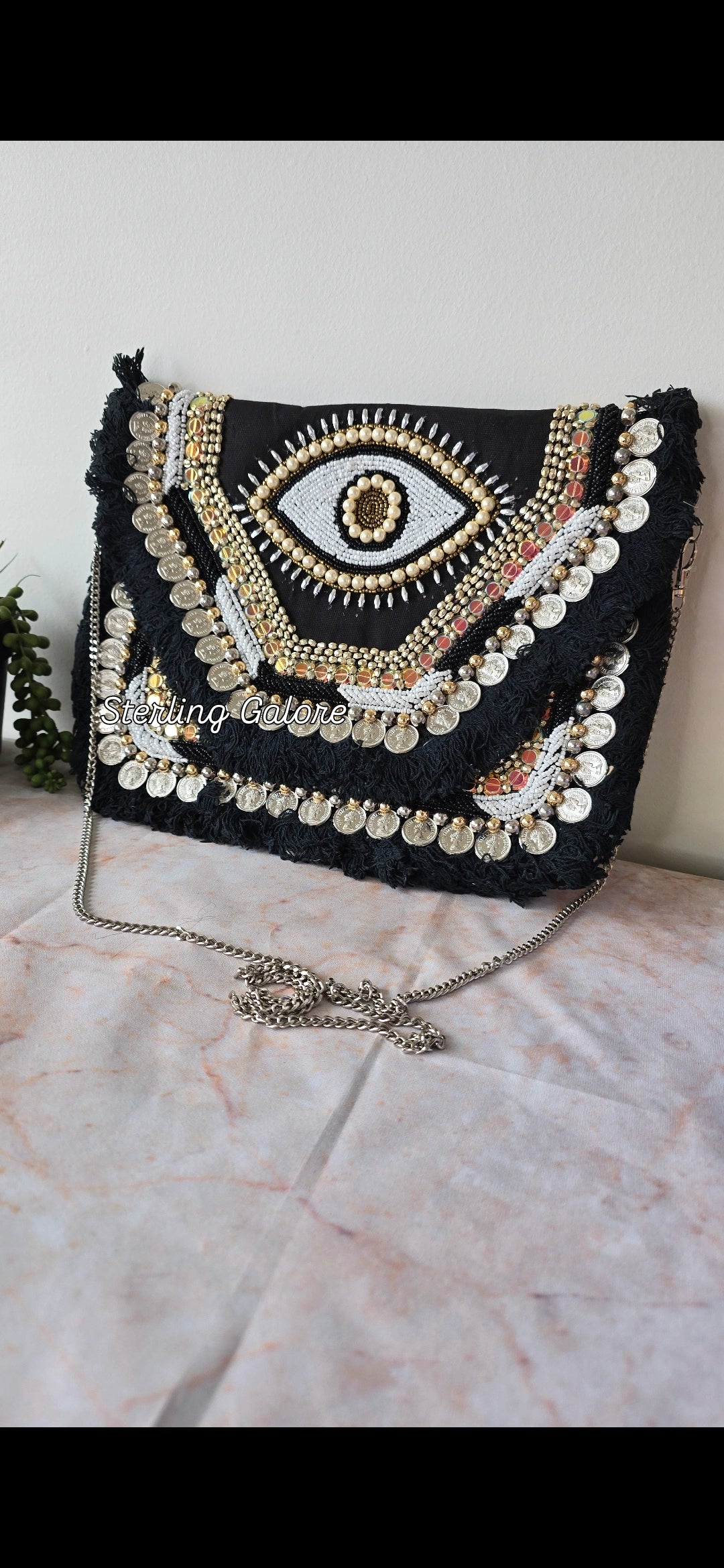 Black evil eye BOHO bag