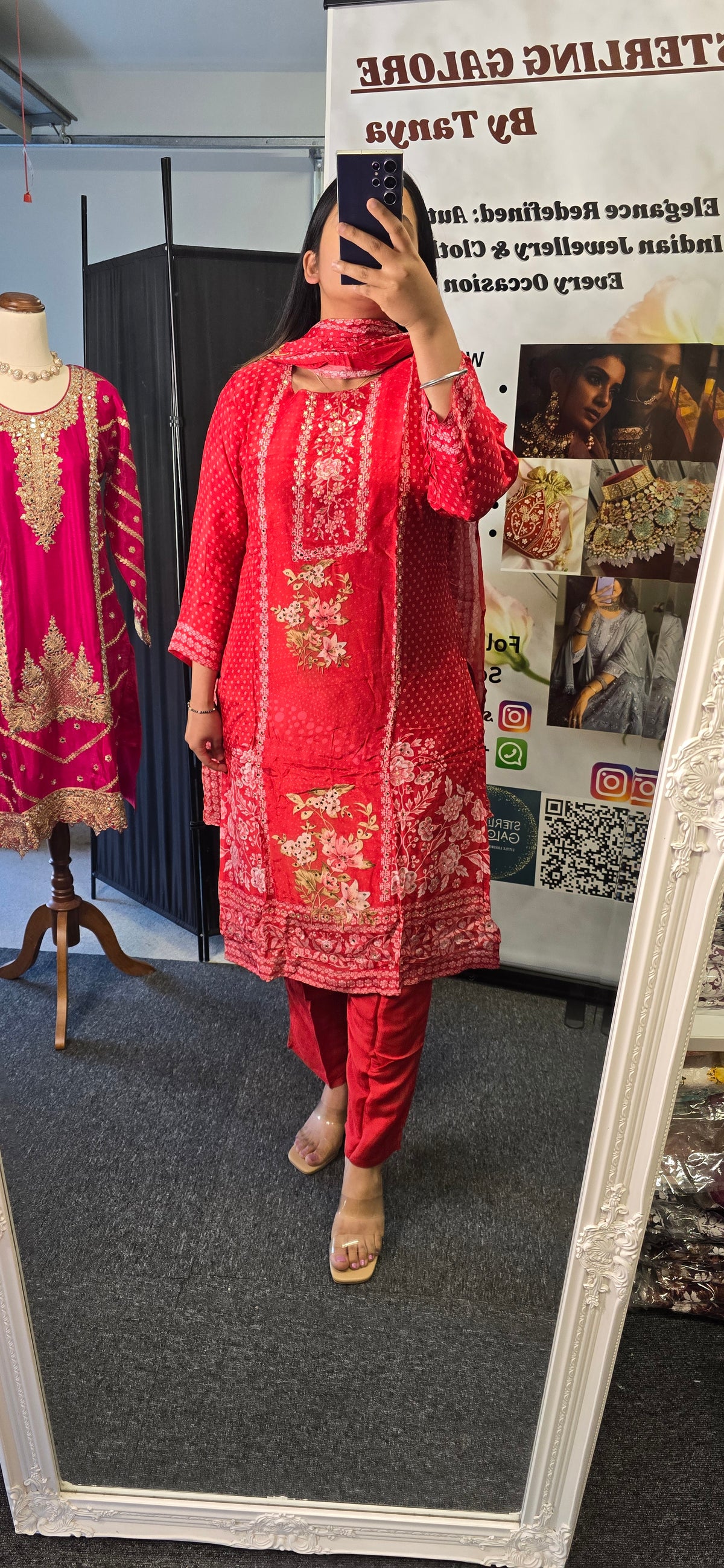 Ruby Red printed suit