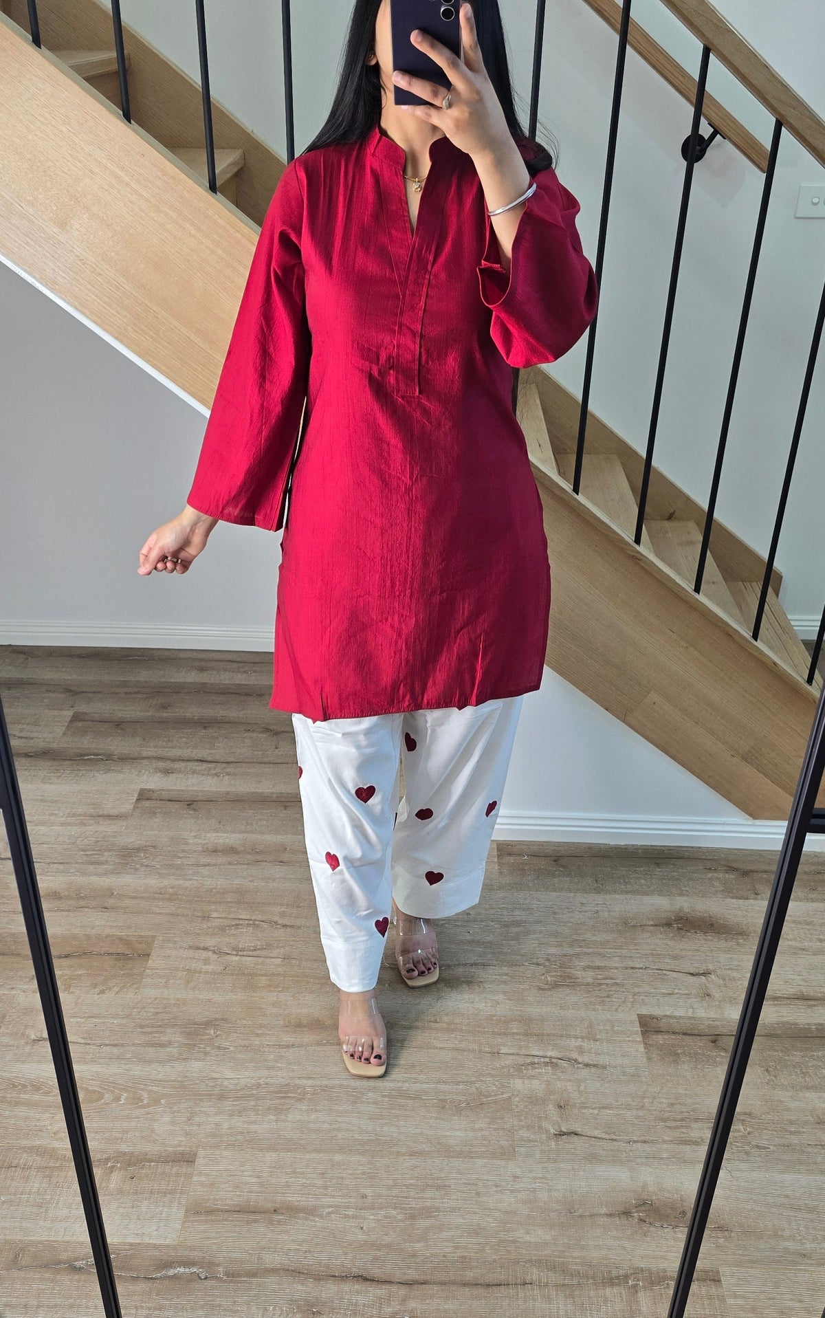 Red heart Farshi Co-ord/ Suit