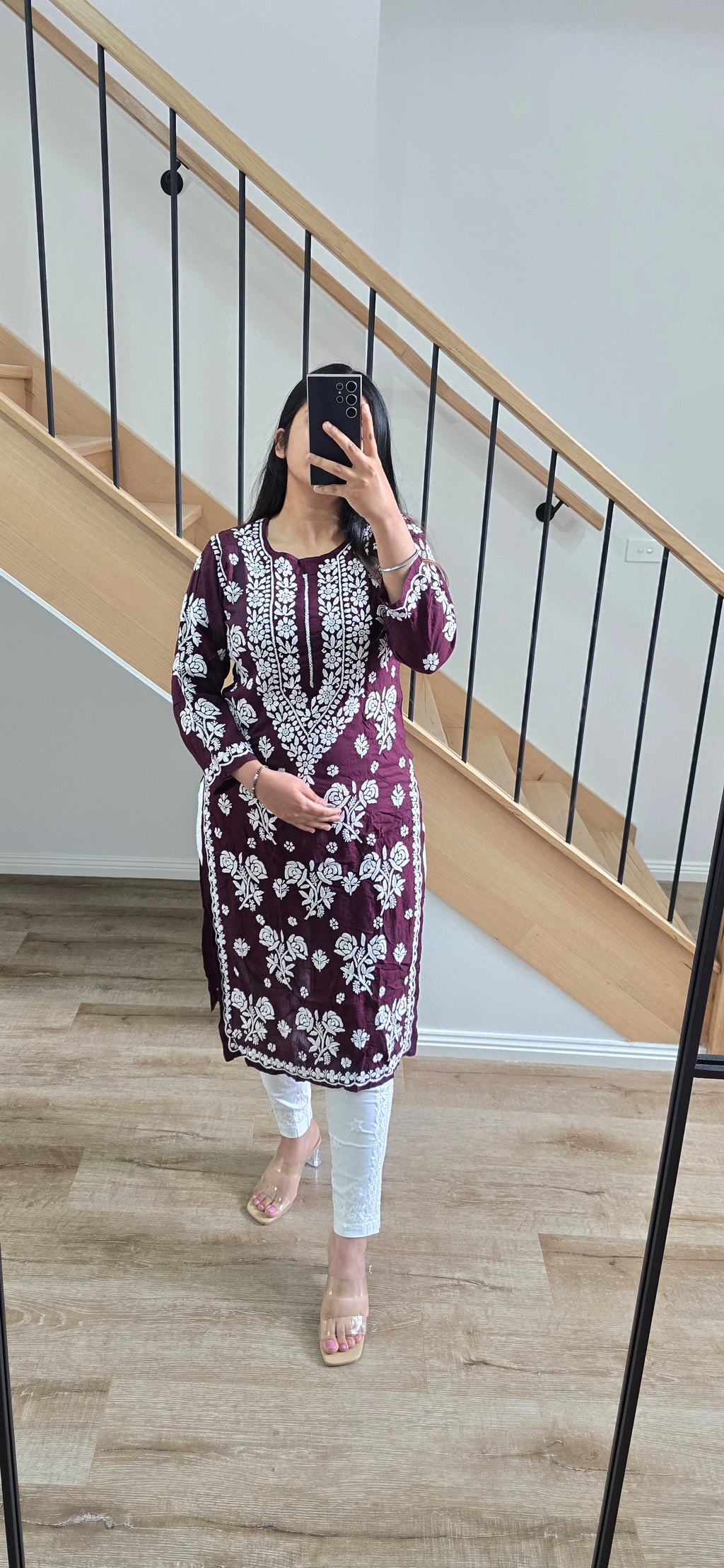 Modal 3D work Chikankari Kurtis