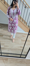 Modal 3D work Chikankari Kurtis