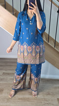 Rayon Printed Co-ord set Teal Blue