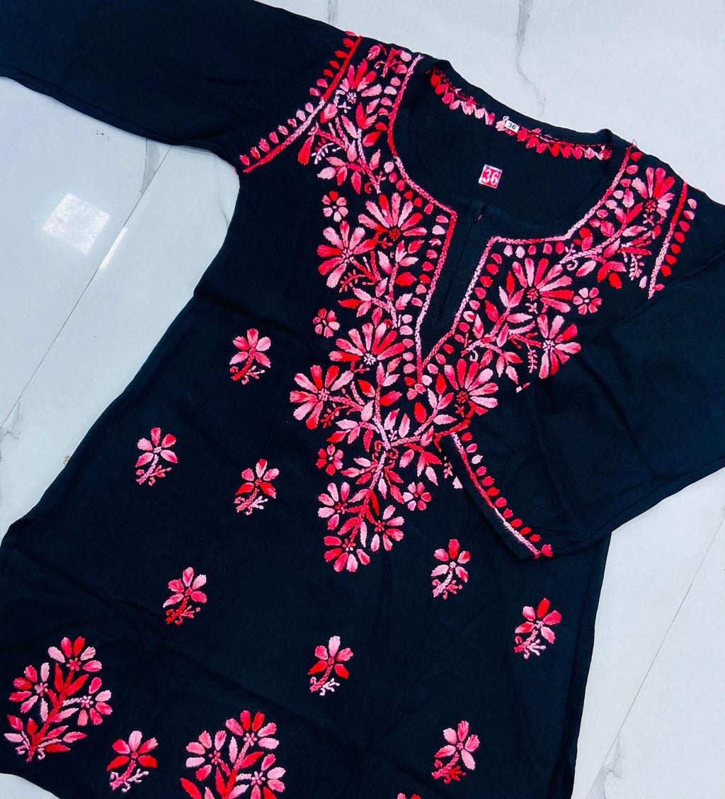 Modal Chikankari Short Kurti