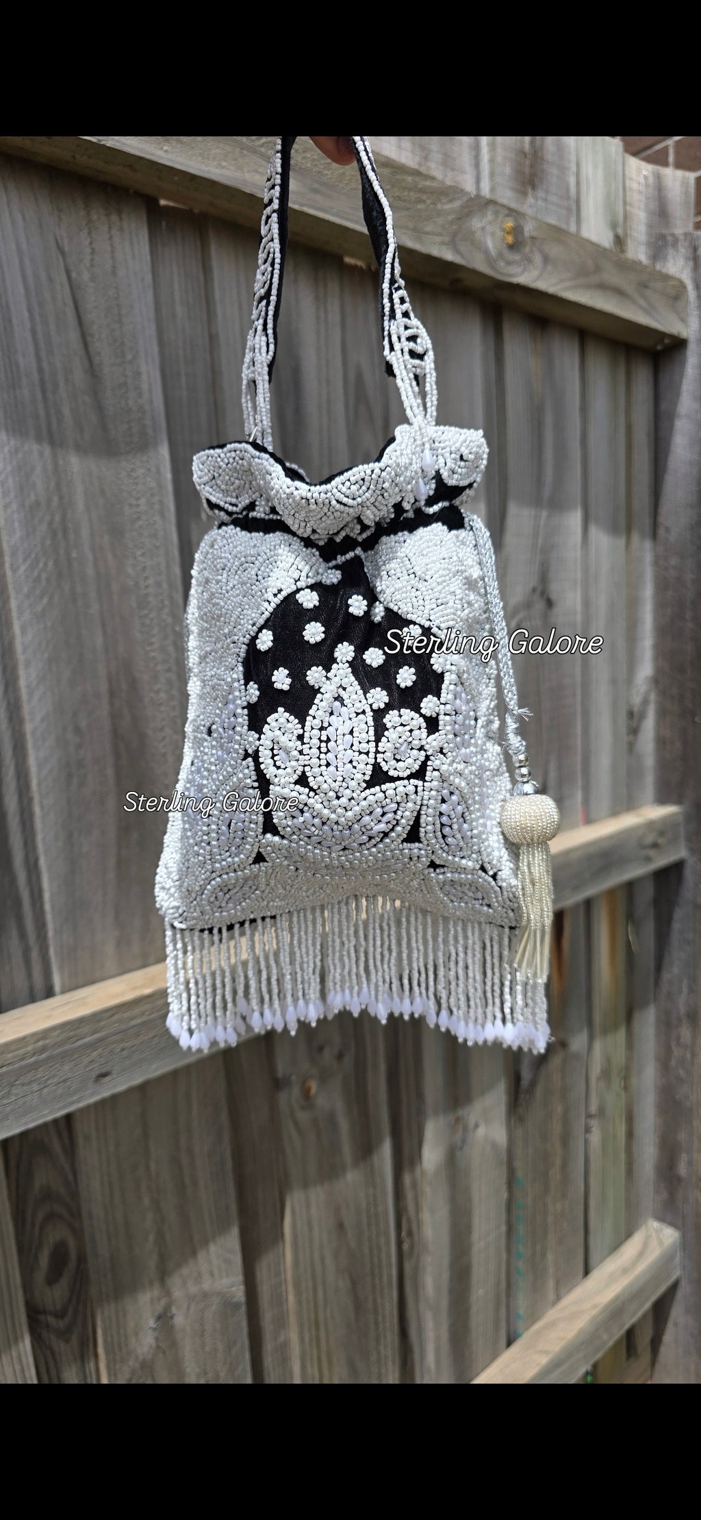 Black pearl hand work potli bag