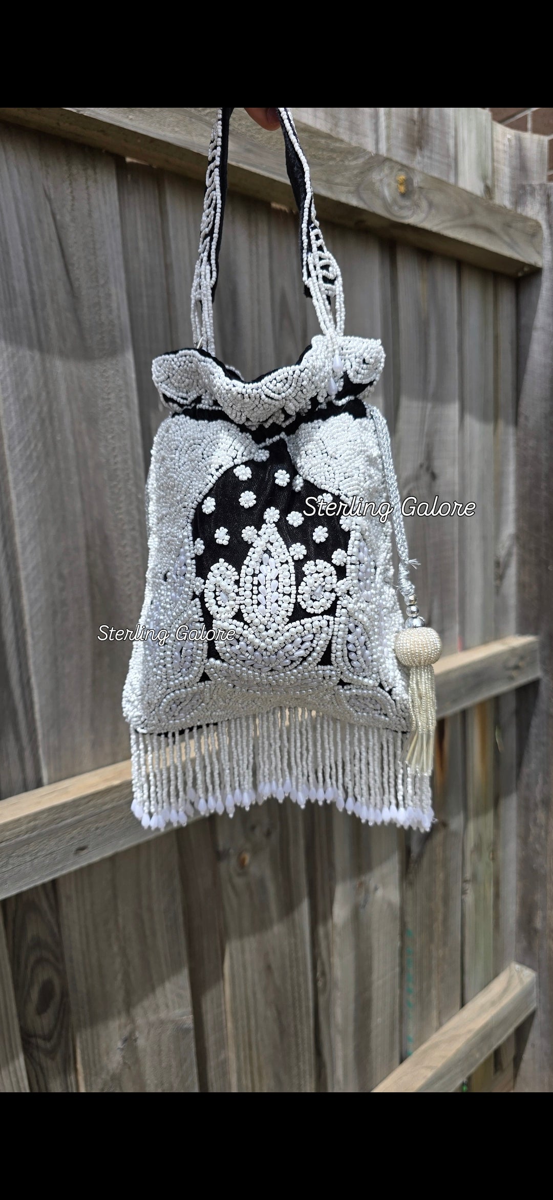 Black pearl hand work potli bag